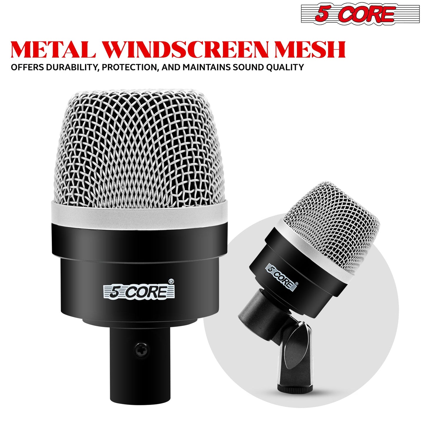 5Core Drum Mic Kit 7 Pcs Kick BassTom Snare Dynamic Microphone