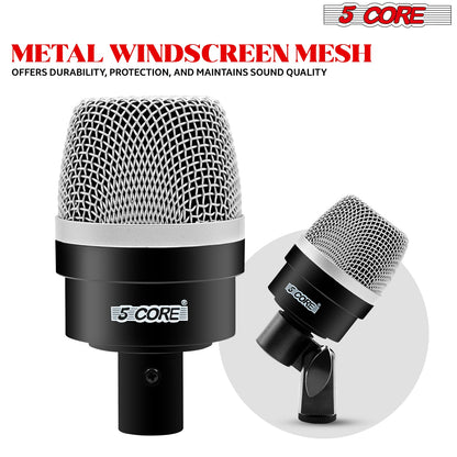 5Core Drum Mic Kit 7 Pcs Kick BassTom Snare Dynamic Microphone