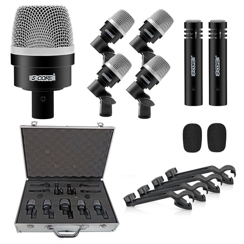 5Core Drum Mic Kit 7 Pcs Kick BassTom Snare Dynamic Microphone